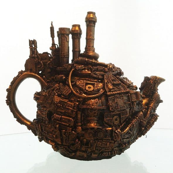 Richard Symons Techno Steampunk Teapot Sculpture Made from Wires Richard Symons Techno Steampunk Teapot Sculpture Made from Wires