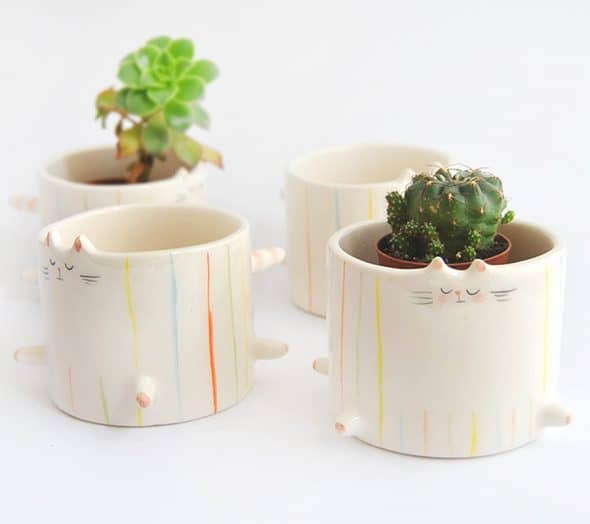 Barruntando Ceramic Chubby Cat Planter Handmade Product Barruntando Ceramic Chubby Cat Planter Handmade Product