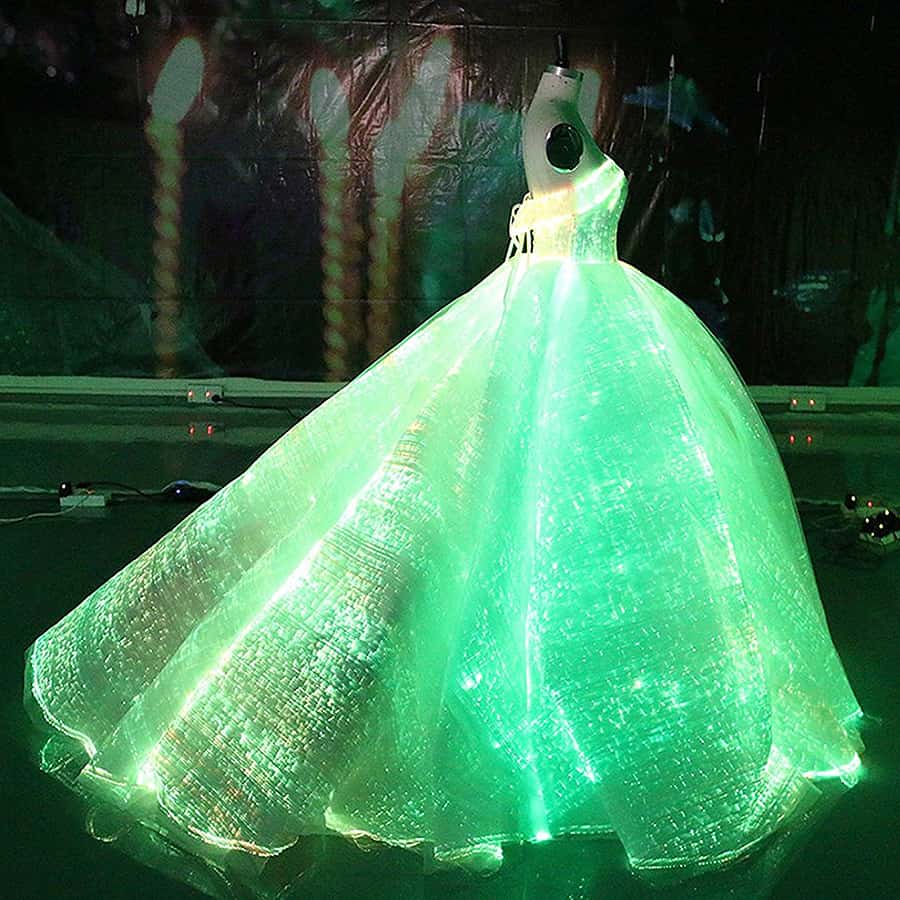 Fiber Optic Fabric Clothing Luminous Fiber Optic Wedding Dress ...