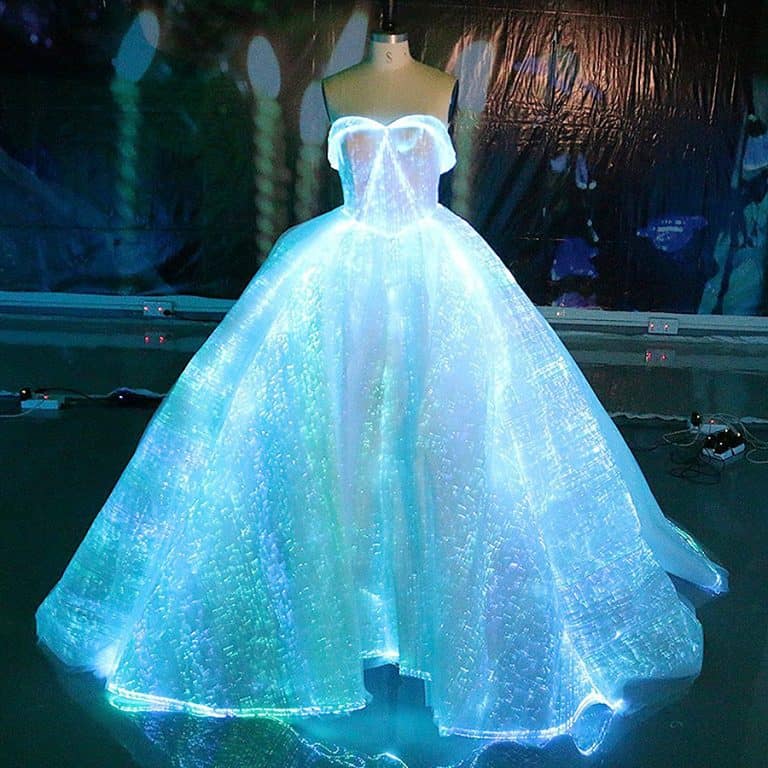 Fiber Optic Fabric Clothing Luminous Fiber Optic Wedding Dress Ultra Thin Optical Fibers