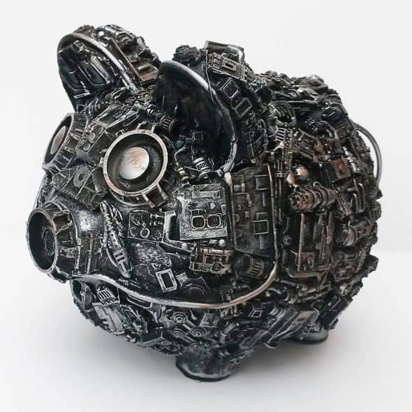 Richard Symons Art Steampunk Piggy Bank Made to Order Richard Symons Art Steampunk Piggy Bank Made to Order