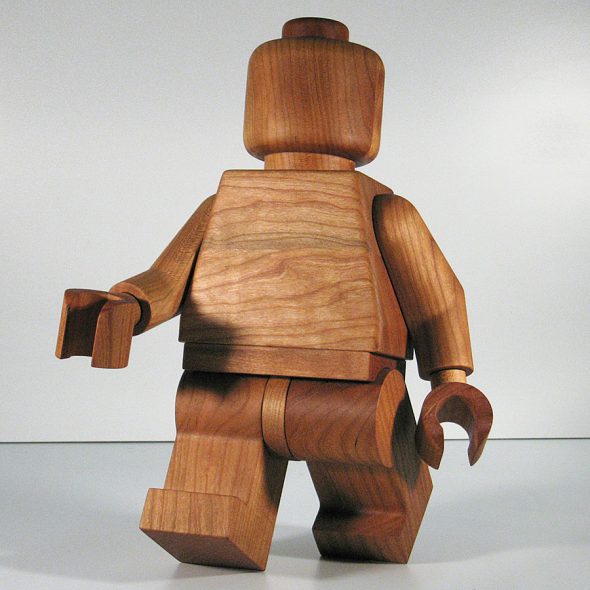 More Cows Than People Large Wooden Lego Man Sculpture Cherry More Cows Than People Large Wooden Lego Man Sculpture Cherry