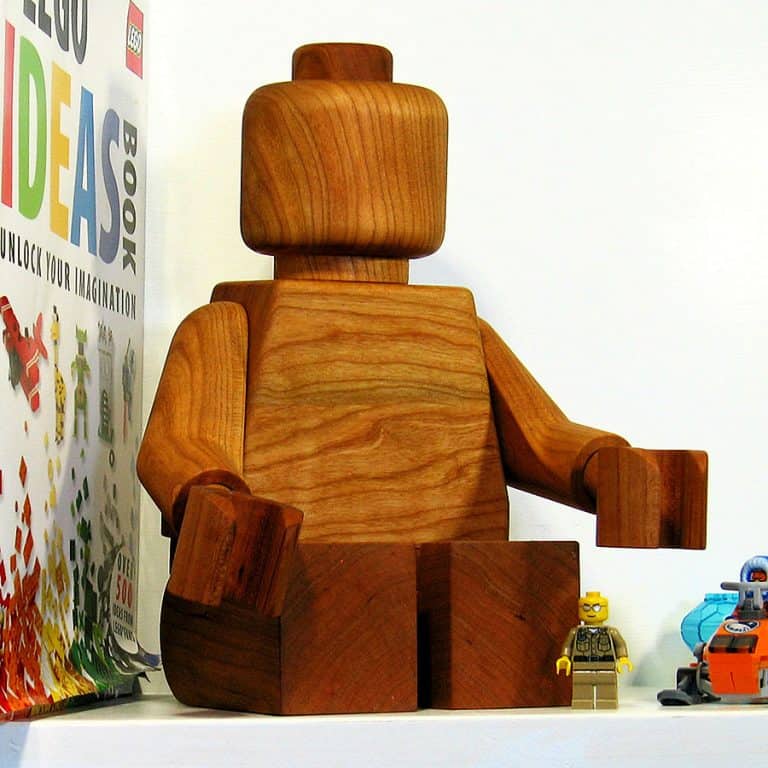More Cows Than People Large Wooden Lego Man Sculpture Handcrafted Item