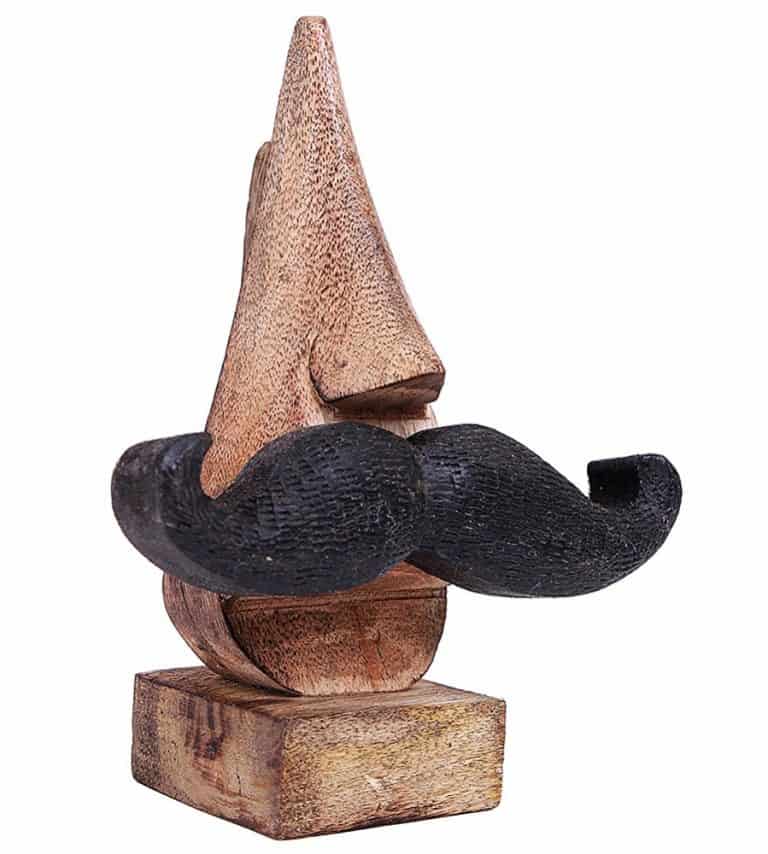 Sarangpur Wooden Spectacle Holder with an Amusing Mustache Mango Wood