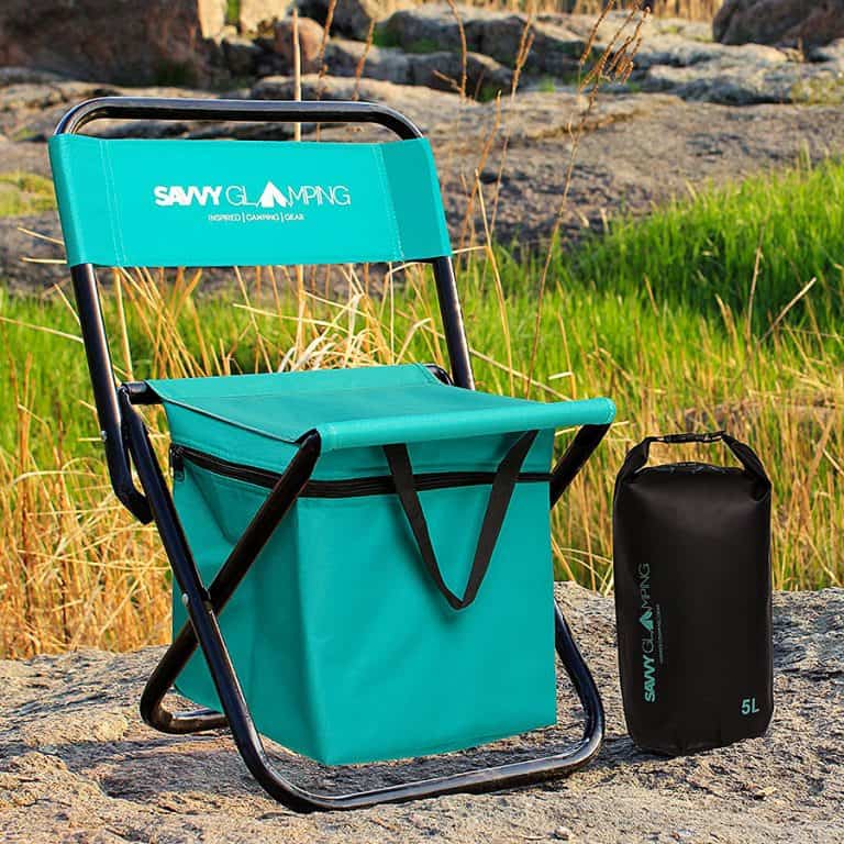 Savvy Glamping Mini Portable Folding Chair w Built In Cooler Outdoor Product