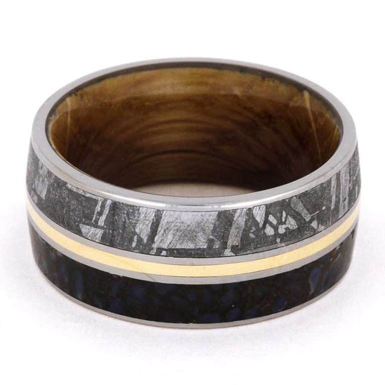 Jewelry by Johan Meteorite and Dinosaur Bone Wedding Ring Handmade Product