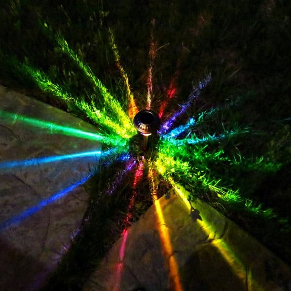 MoodLights Rainbow Painted Solar LED Path Light Garden Art MoodLights Rainbow Painted Solar LED Path Light Garden Art