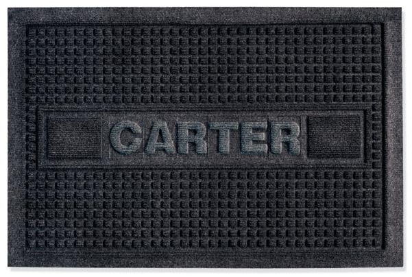 Custom Logo Door Mat Black Carter Custom square textured black doormat with text Carter
