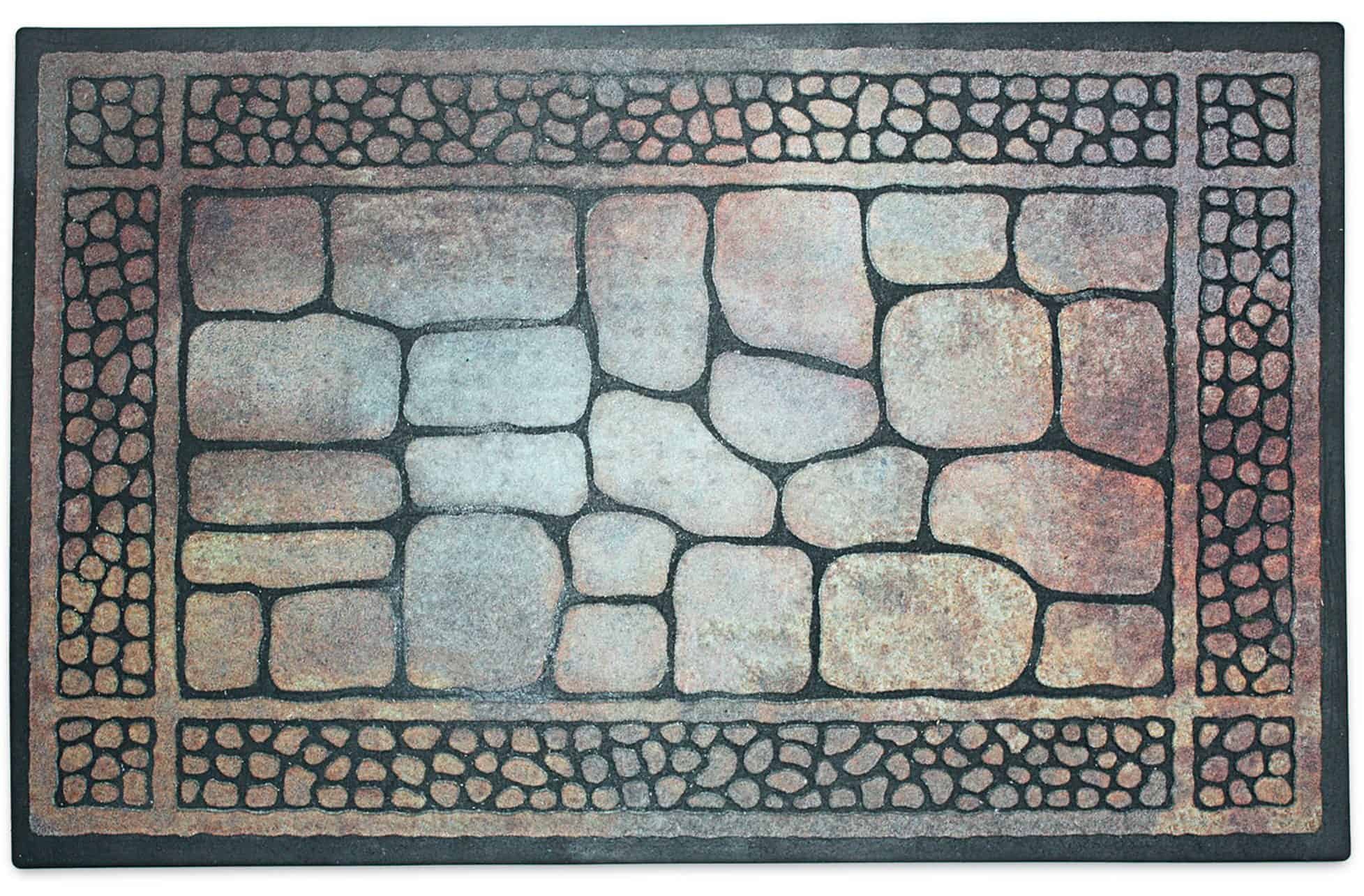 J&M Home Fashions 23-Inch x 35-Inch Pebbles & Border Door Mat Vintage style stone door mat