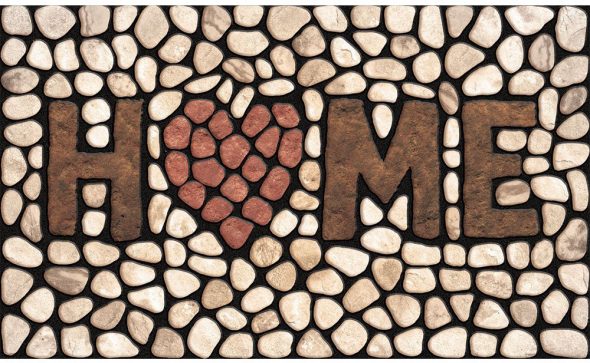 Pebble design door mat with heart and home text
