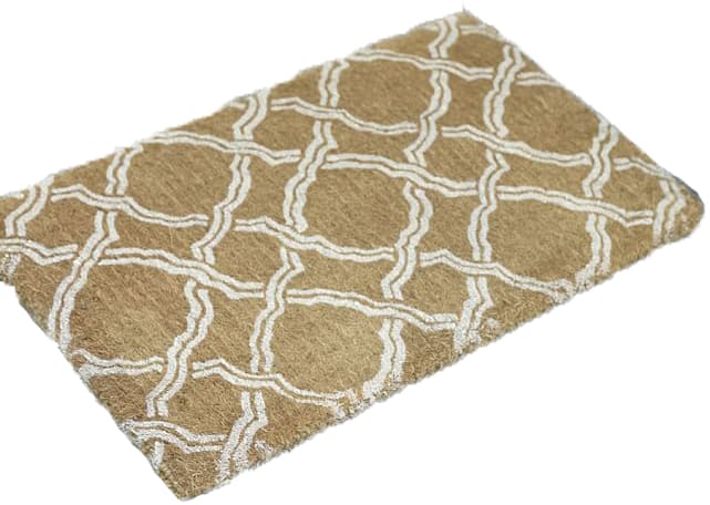 kendra-trellis-doormat-o Light brown designer coir door mat