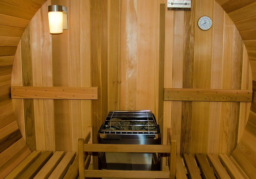 Almost Heaven Saunas Canopy Barrel Sauna NoveltyStreet