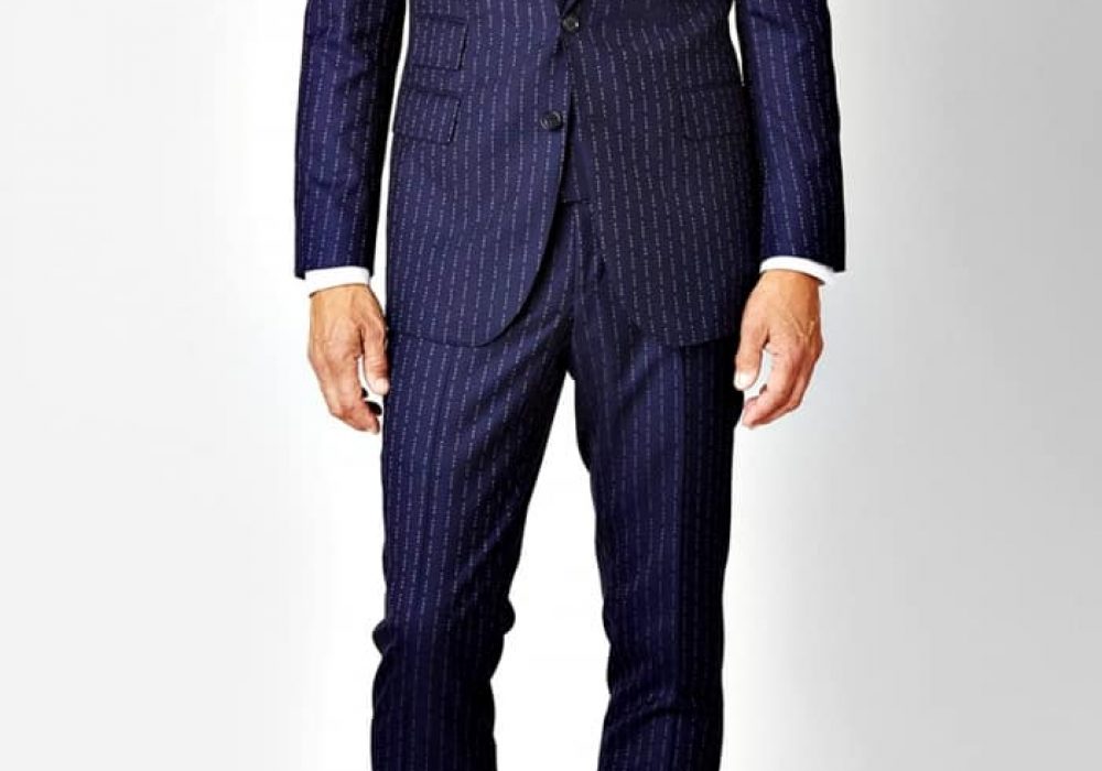 David August Eff You Pinstripe 3Piece Wool Suit NoveltyStreet