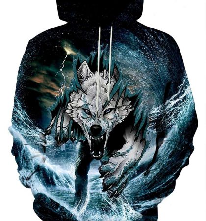 Men Hoodies & Sweatshirts White Wolf Angry