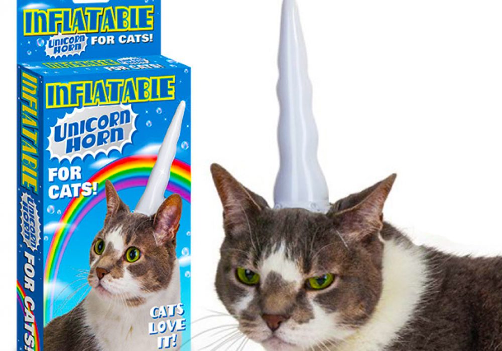 inflatable cat unicorn horn