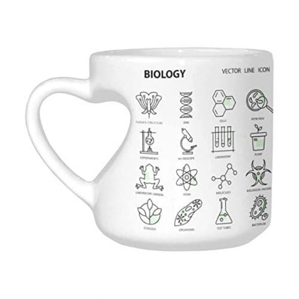InterestPrint Heart-shaped Ceramic Biology Mug
