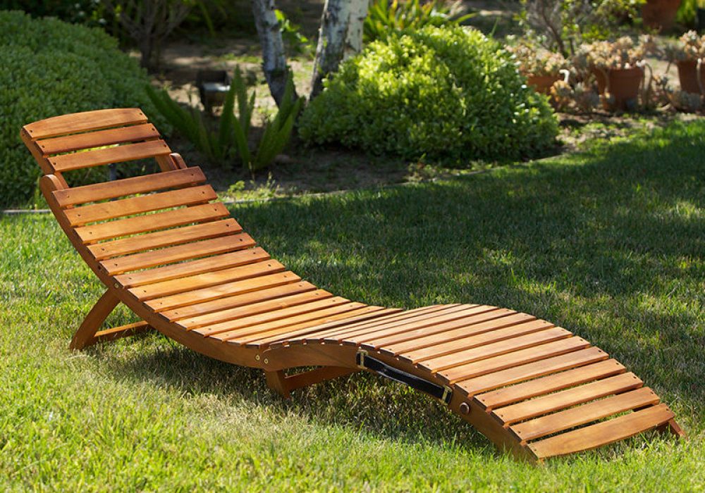 Lisbon Wood Outdoor Chaise Lounge NoveltyStreet